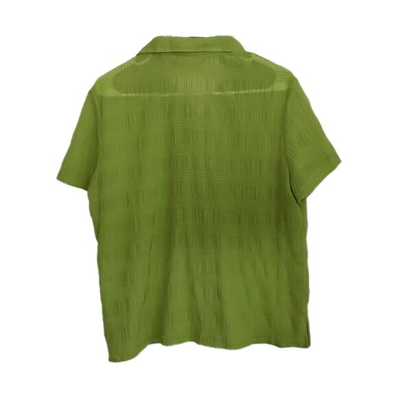 Croft & Barrow Lime Green Button Up Blouse, Medium - Picture 3 of 6